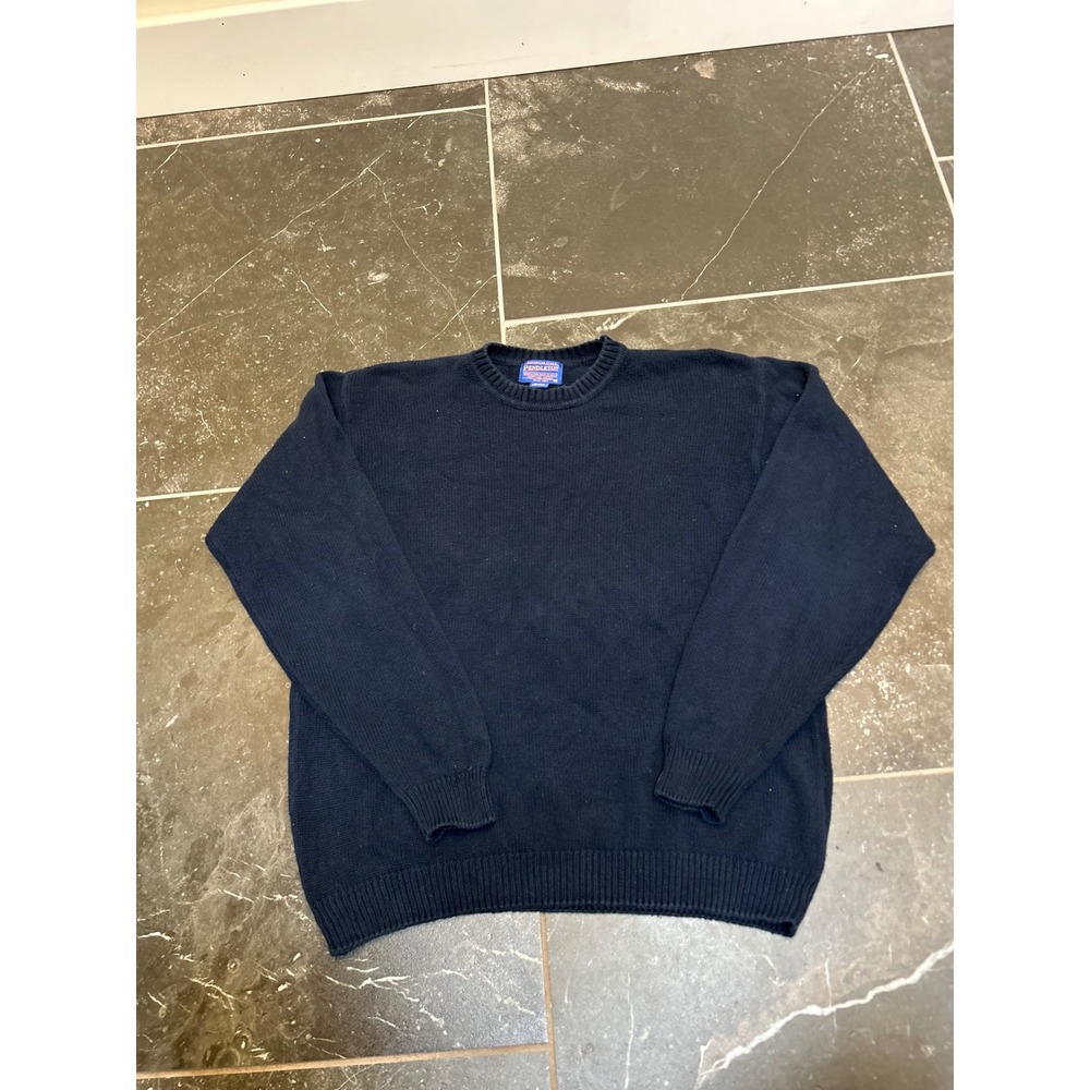 Pendleton Mens Navy Blue 100% Cotton Crewneck Knit Sweater Size M RN29685